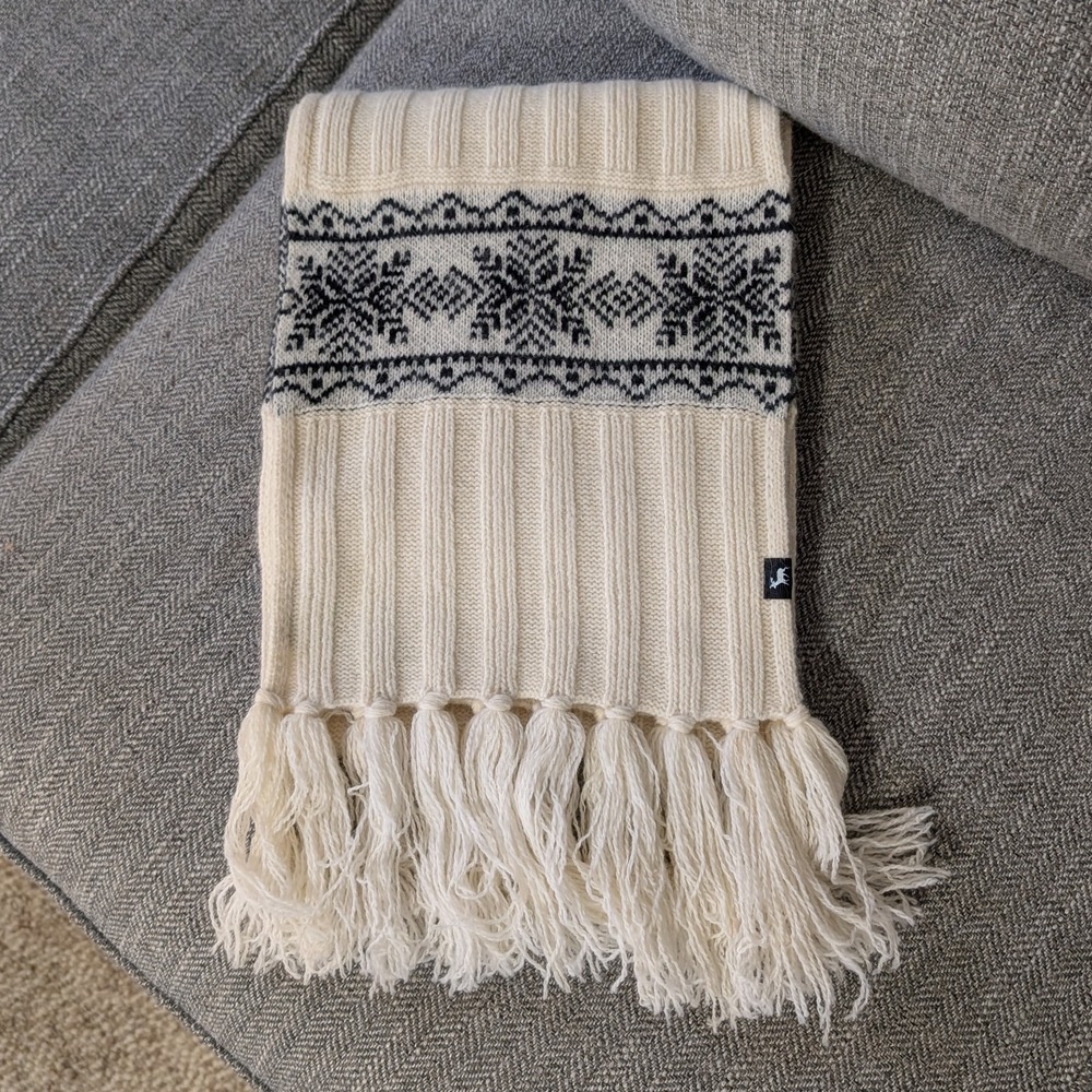Eddie Bauer Unisex Knit Winter Scarf Wool Angora Blend Fringe Long Cozy 43x9